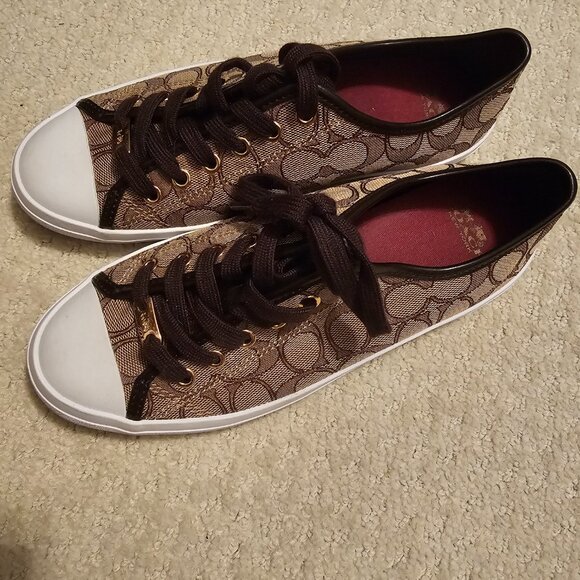 Women's COACH Empire Signature Sneakers Brown/Gold/Tan - Picture 3 of 11